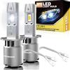 ANTEMOON H3 LED Lampadine per Fari Auto, 90W 18000LM Canbus 6000K Bianco 12V 24V Abbaglianti e Anabbaglianti, 1:1 Mini Lampada Sostituzione per Alogena e Xeno, 2 Lampadina H3