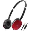 JVC HA-S160M-R - Cuffie pieghevoli e compatte in colore lucido, con interruttore per microfono on/off, ideali per telelavoro e seminari online (rosso)
