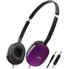 JVC HA-S160M-V - Cuffie pieghevoli e compatte in colore lucido, con interruttore per microfono on/off, ideali per telelavoro e seminari online (viola)