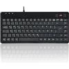 Perixx Tastatur, Mini, Perixx PERIBOARD-505H PLUS, USB, schwarz, mit opt. Trackball & USB Hub
