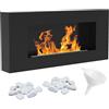 KRATKI Delta Flat Caminetto a bioetanolo + ciottoli 2 kg + imbuto | Fuoco reale a parete, biocontenitore 0,4 l, certificato TÜV | Acciaio, 40 x 90 cm, nero opaco