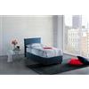 Talamo Italia Letto Singolo Bruna, Letto Contenitore con Rivestimento in Tessuto, 100% Made in Italy, Apertura Frontale, Adatto per Materasso Cm 80x190, Blu