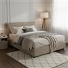 Talamo Italia - Letto matrimoniale Flavia, Letto contenitore con rivestimento in tessuto, 100% Made in Italy, Apertura frontale, con materasso 160x190 Cm incluso, Tortora