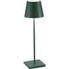 Zafferano, Poldina Pro, Lampada da Tavolo Ricaricabile e Senza Fili con Controllo Touch, Utilizzabile anche come Lampada da Esterni, Dimmer, 2200-3000 K, Altezza 38 cm, Colore Verde Scuro