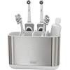 Joseph Joseph EasyStore- Porta Spazzolino, Dentifricio e Filo Interdentale, Compatibile con Spazzolini Elettrici e Tradizionali, 6 Scomparti, Contenitore da Bagno Smontabile- Grande, Acciaio Inox