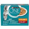 Purina One Adult con pollo, manzo e verdure in salsa cibo umido per gatti 8 x 85 g