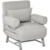 HOMCOM Poltrone Sofa Divano Letto con Schienale Reclinabile Regolabile con Cuscino Extra, Tessuto e Metallo, 73x60x81cm, Grigio