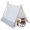 Relaxdays Tenda da Indiani per Bambini, con Fondo, Teepee Giocattolo con Custodia, HLP 92 x 92 x 120 cm, Bianca Grigia, Colore, 10035301