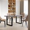 DEGHI Tavolo da pranzo 160x80 cm top grigio effetto pietra 38 mm e gambe a U 8x4 in metallo nero - Upton