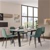 DEGHI Tavolo da pranzo 160x80 cm top grigio effetto pietra 38 mm e gambe in metallo nero - Juls