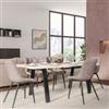 DEGHI Tavolo da pranzo 180x90 cm top effetto rovere bianco 38 mm e gambe in metallo nero - Juls