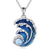 AXELUNA Onda collana in argento Sterling con ciondolo a forma di onda dell'oceano collana gioielli da spiaggia collana girocollo per donne uomini regali di Natale, 29.5mm x 17.2mm, 20-Zoll-Kette