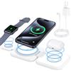 YLLZI 3 in 1 Mag-Safe Caricatore per iPhone 15 14 13 12 Serie, Pieghevole Stazione di Ricarica Wireless per Apple Watch 8 7 6 5 4 3 SE, Air Pods 3/Pro- Con caricatore USB C da 20W