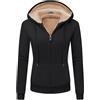 onedog Hoodie Donna con Zip Inverno Casual Cardigan Invernale Maniche Lunghe Donna Calda Giacca Felpa Pile con Cappuccio Casual Nero S