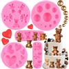 RFGHAC Set di 5 stampi semicircolari in silicone a forma di orso, a forma di cuore perlato, per decorazioni di torte di zucchero, cupcake, argilla polimerica, caramelle, cioccolato, pasta di gomma
