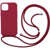 TN Shopping Cover Compatible con iPhone 12(6.1) rimovibile custodia in silicone,[Antiurto] [AntiGraffio] [Antiscivolo]Custodia con Regolabile Collana per Cordino Collana Necklace Cover Corda-Rosso