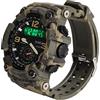 Rozhuhro Militare Orologio Sportivo Digitale Display Grande Orologio Da Polso 5ATM Impermeabile Con Sveglia Calendario Cronografo,Green camouflage