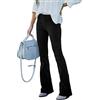 Ausla Pantaloni a Zampa di Velluto a Coste da Donna Pantaloni Alta con Cerniera Laterale in Vita Alta(M-Nero)