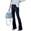Ausla Pantaloni a Zampa di Velluto a Coste da Donna Pantaloni Alta con Cerniera Laterale in Vita Alta(S-Blu violaceo)