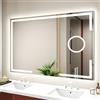 S'bagno Specchio da trucco con illuminazione, 100 x 70 cm, con illuminazione con sensore a tocco, 3 temperature di colore/oscuramento/prevenzione dell'appannamento, bagno illuminato, montaggio a