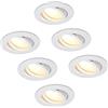HCFEI Set di 6 faretti da incasso a LED, dimmerabili, colore bianco opaco, orientabili, 3 W, piatto, 230 V, foro da 68 mm (bianco caldo 3000 K)