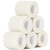 SEADESKY 6 Rotoli Benda Elastica Autoadesiva Bendaggio Coesivo Garza Adesiva Coesiva Bende Non Tessute Sport Nastro Sportivo Autoadesivo Salvapelle per Mani, Piedi, Braccia 5cm x 4.5m (Bianco)