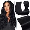 Elailite Extension Clip Capelli Veri Fascia Unica Ciocca Larga 22cm Lunga 40cm - 100% Remy Human Hair Extensions Singole Capelli Naturali Lisci 45g - #1 Jet Nero