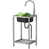 LLPEIJIE026 Lavello in Acciaio Inox Autoportante,Lavello da esterno a vasca singola Lavandino Ristoranti Commerciali con Rubinetto Lavabo di Utilità Mobile,per campeggio giardino