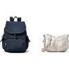 Kipling City Pack S, Zaino Donna, Blu (Blue Blue 2), Taglia unica IZELLAH, Borse a Tracolla, Donna, Argento (Metallic Glow), Taglia unica