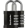 FortLocks Lucchetto per Armadietto | Lucchetto a Combinazione a 4 Cifre per Palestra, Scuola, Lavoro, Scatole di Stoccaggio, Garage, Capanno, Cancelli e Altro | Confezione da 2, Nero