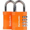 FortLocks Lucchetto per Armadietto | Lucchetto a Combinazione a 4 Cifre per Palestra, Scuola, Lavoro, Scatole di Stoccaggio, Garage, Capanno, Cancelli e Altro | Confezione da 2, Arancione