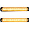 RIGIDON 2 x 12 LED Lampada di Emergenza Strobo Barra Luminosa Ambra 12V 24V | Hazard Lampeggiante Luce, Stroboscopica Luce per Auto, Camion, Trattori, Rimorchi, Elevatori 4x4 Veicolo, Senza interruttore