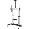 StarTech.com Mobile TV Stand girevole su ruote - Carrello porta TV resistente per schermi da 60-100" (100kg) - Supporto tv da pavimento universale con ripiani