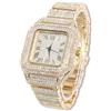 HALUKAKAH Quadrante Quadrato Orologio Oro con Diamanti,Uomo Placcato Oro Vero 18k Quarzo Cinturino 24cm,con Pacco Regalo