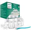 Philips Avent Natural Response set regalo in vetro con 3 biberon da 120 ml e 2 da 240 ml, 2 ciucci Philips Avent ultra soft 0-6 mesi, spazzola per biberon, senza BPA (modello SCD879/11)