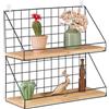 Relaxdays Mensola da Parete, 2 Ripiani, Scaffale con Design a Griglia, 41 x 45 x 16 cm, Stile Industrial, Nero Marrone