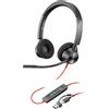 HP Cuffie stereo Poly Blackwire 3320 con connettore USB-C, certificate per Microsoft Teams + adattatore USB-C/A