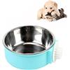 SUOXU Ciotola da appendere per animali domestici, 2 in 1, rimovibile, in acciaio inox, per cani e gatti, ciotola da appendere per gabbie e gabbie, adatta per piccoli animali come gatti, (14 cm)