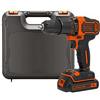 BLACK+DECKER Trapano/Avvitatore a Percussione 18V - 1.5Ah in Valigetta, 0-360/0-1400 Giri/Min. BDCHD18K-QW