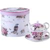 London Boutique Set di Porcellana da tè per Una Persona teiera da Una Tazza e Una Tazza piattino Stile Vintage Floreali Confezione Regalo