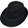 Bamboopack Cappello Fedora classico Manhattan strutturato Trilby a tesa corta Jazz Panama Cap nero