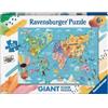Ravensburger Puzzle Mappa del mondo 125 Pezzi Giant di Ravensburger