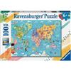 Ravensburger Puzzle 100 Pezzi XXL Mappa del mondo di Ravensburger