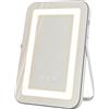 HOMCOM Specchio Trucco con Luci Regolabili a 3 Colori, Presa USB e Specchietto Ingranditore 10x, 31x41.5x3cm, Bianco