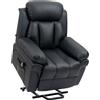 HOMCOM Poltrona Reclinabile Alzapersona Elettrica con Imbottitura Spessa e Telecomando, 96x93x105 cm, Nero