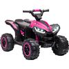 HOMCOM Quad Elettrico per Bambini 12V, 2 Velocità, Ruote Larghe con Sospensioni e Fari LED, Età 3-5 Anni, Rosa