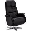 Furnhouse Ibbe Design Poltrona Reclinabile Relax Girevole Nero Reclinabile Manuale con Poggiapiedi Poltrona da Salotto Poltrona Tappezzata Delta in Pelle, con Portata 130 kg, 90x79x114