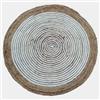 DEGHI Tappeto da esterno o interno rotondo 150 cm in cotone e juta naturale con motivo a spirale bianco
