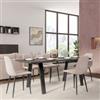 DEGHI Tavolo da pranzo 180x90 cm top effetto rovere grigio 38 mm e gambe in metallo nero - Juls