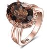 JewelryPalace Anello ovale 5,7 ct da cocktail naturale, al quarzo, in argento Sterling 925, anello in pietra marrone da donna, in argento 925, placcato oro giallo, placcato oro rosa, set di gioielli,